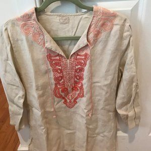 Linen embroidered tunic size small